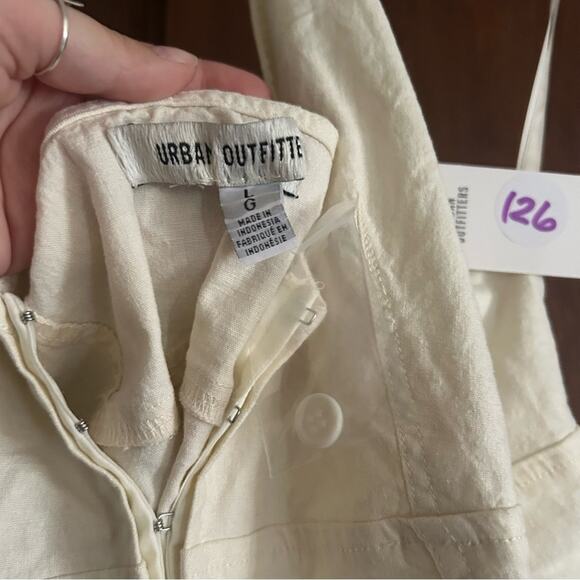 Urban Outfitters Sari Seamed Vest Halter Tank Top Linen Y2K Cream White NWT Sz L - Picture 6 of 9